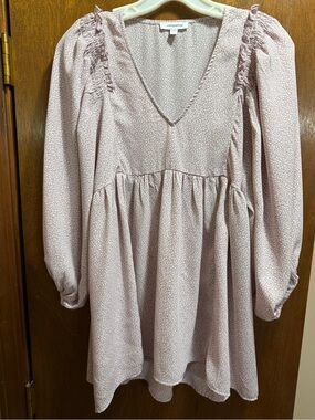MITTOSHOP Dusty Rose Printed V-Neck Babydoll Tunic